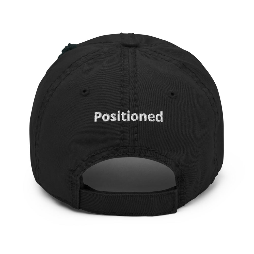 Faithed Up / Positioned – Black & White Distressed Embroidered Hat