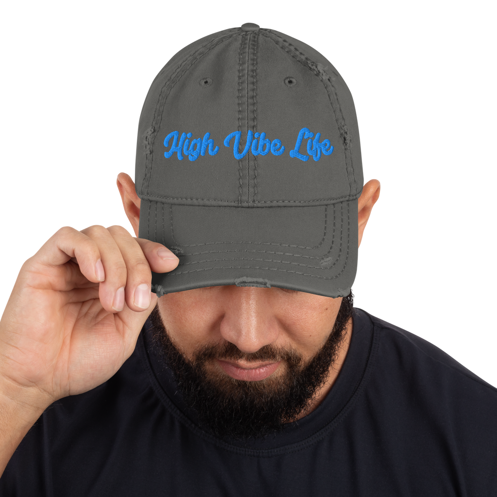 High Vibe Life - Distressed Embroidered Hat