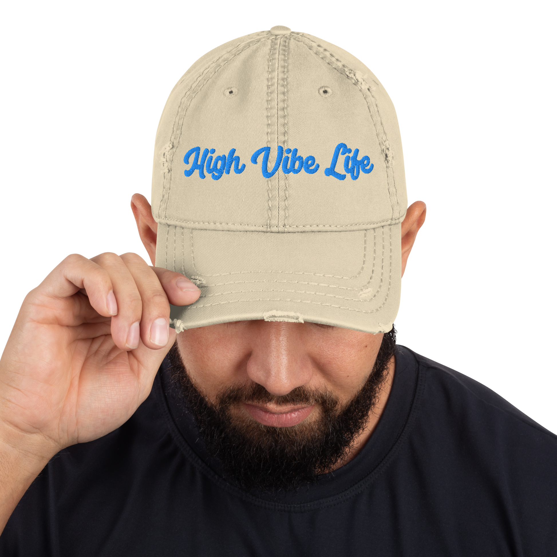 High Vibe Life - Distressed Embroidered Hat