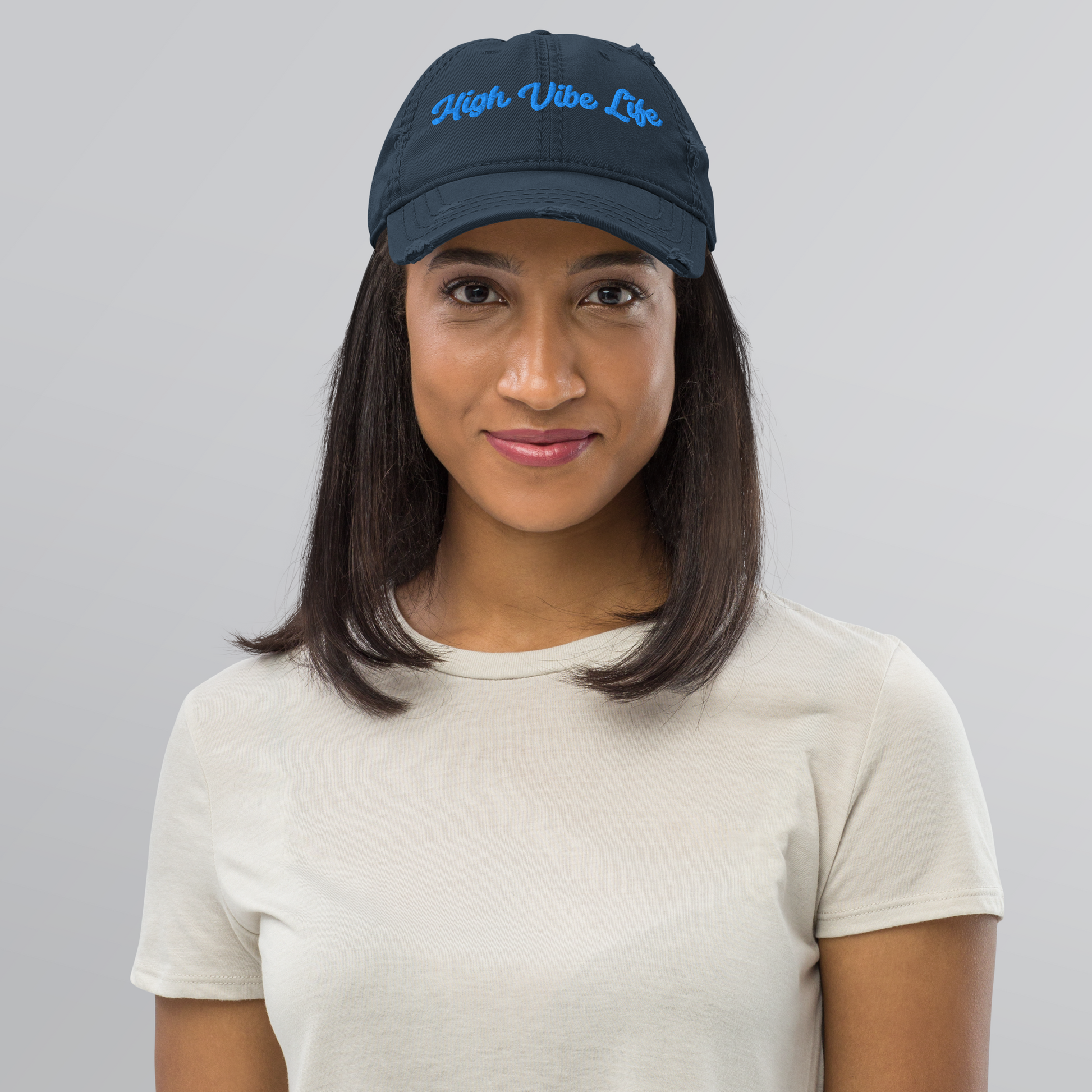 High Vibe Life - Distressed Embroidered Hat